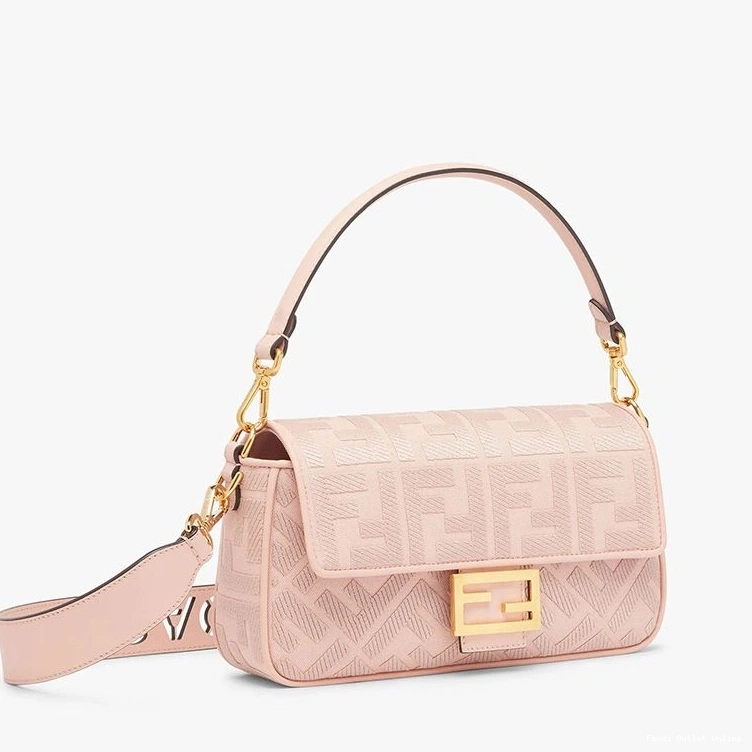 Affordable Medium FF Motif Canvas with Cut Strap Laser Baguette Bag Fendi Pink In 0712